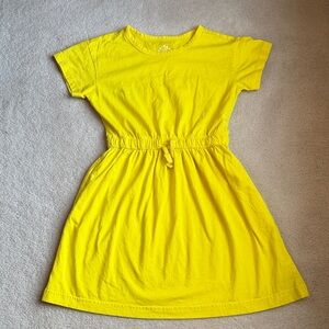 Primary Bright Yellow Short Sleeve Drawstring Dress Girls Size 8-9